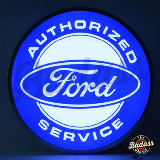 Ford Authorized Service 15 Inch Round Backlit Domed LED Sign - Blue with Logo