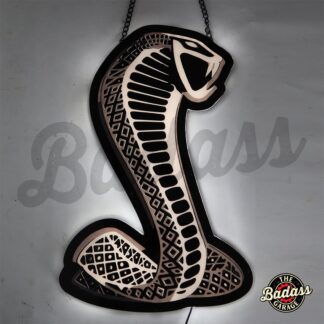Ford Cobra Snake 20" Contour Shape Slim LED Lighted Hanging Wall Sign - Black with White