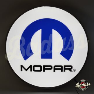 Mopar Omega M 15 Inch Round Backlit Domed LED Sign - White with Blue Logo