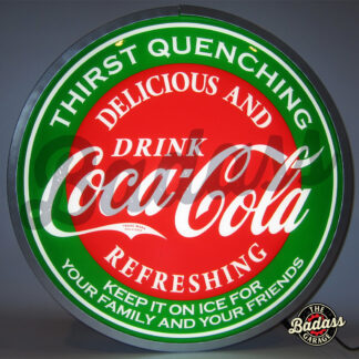 Coca-cola Evergreen 15 Inch Round Backlit Domed LED Sign - Red With Green