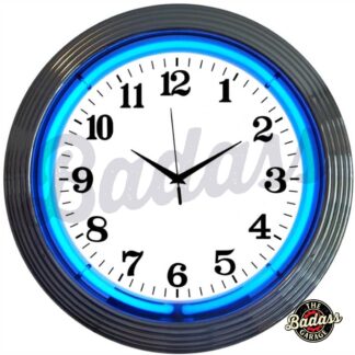 Chrome Blue Standard Neon Clock