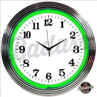 Chrome Green Standard Neon Clock
