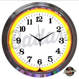 Chrome Orange Standard Neon Clock