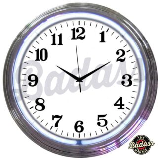 Chrome White Standard Neon Clock