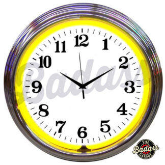Chrome Yellow Standard Neon Clock