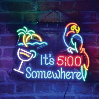 It’s 5:00 Somewhere Neon Sign – 20" Wide with Gloss Black Backplane