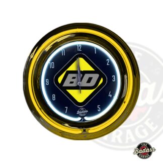BD Diesel Logol Double Ring Neon Clock Black Face - Yellow Glass