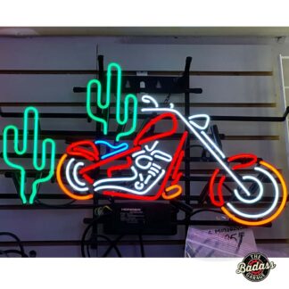 Motorcycle In Desert With Cactus 24" Neon Sign