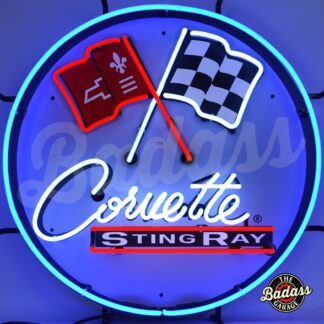 Corvette C2 Stingray Round Neon Sign With Backing