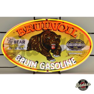 Gas - Bruinoil Bruin Gasoline Neon Sign With Backing